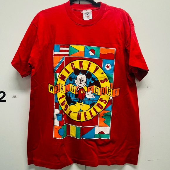 vintage 90s disney mickeys world tour tee - Picture 1 of 3